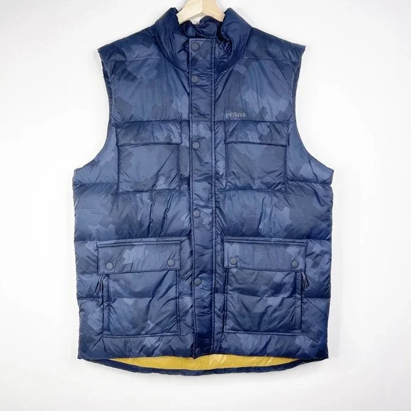 NWT prAna Red Slate Vest in Nautical Camo Large Navy Quilted Pockets #A1086 - Picture 2 of 16